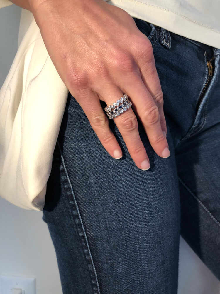Hand wearing stackable rings